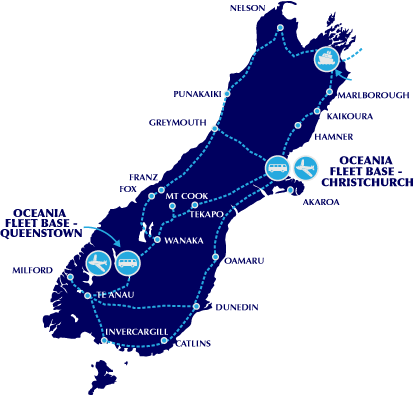 Oceania Coachlines travel to lots of South Isalnd Destinations
